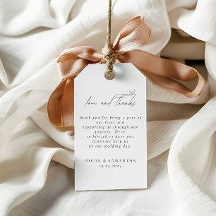 Étiquettes-cadeau Mariage noir et blanc minimaliste