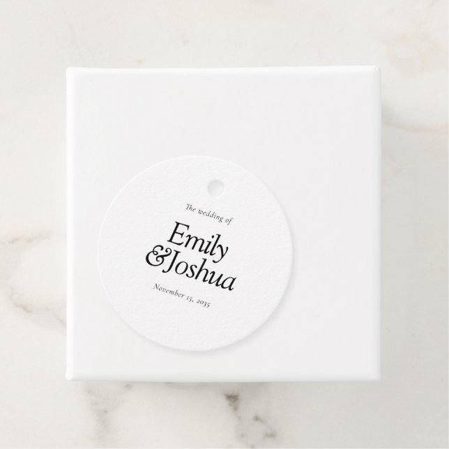 Étiquettes Cadeau Mariage noir et blanc moderne (En situation)