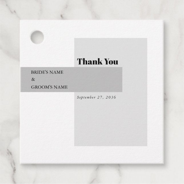 Étiquettes Cadeau Mariage noir et blanc moderne (Devant)