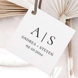 Étiquettes Cadeau Mariage noir et blanc Monogramme