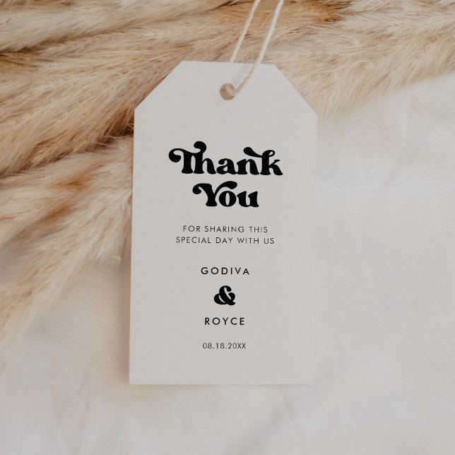 Étiquettes-cadeau Mariage noir et blanc rétro élégant (Créateur téléchargé)