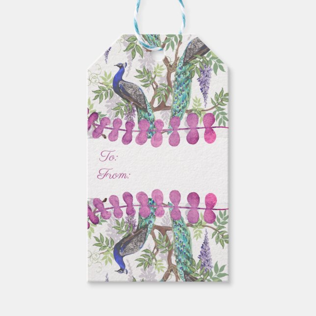 Étiquettes-cadeau Mariage Peacock (Devant)