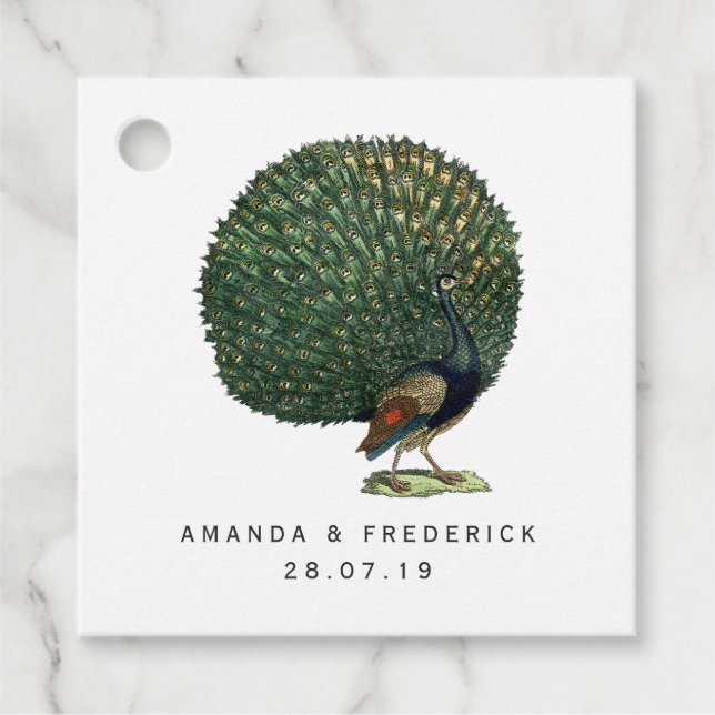 Étiquettes Cadeau Mariage Peacock vintage (Devant)
