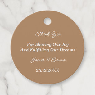 Étiquettes Cadeau Mariage personnalisé Brown simple