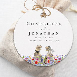 Étiquettes Cadeau Mariage personnalisé de dinosaure drôle de mariée 
