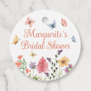 Étiquettes Cadeau Mariage personnalisé Fleurs sauvages et papillons