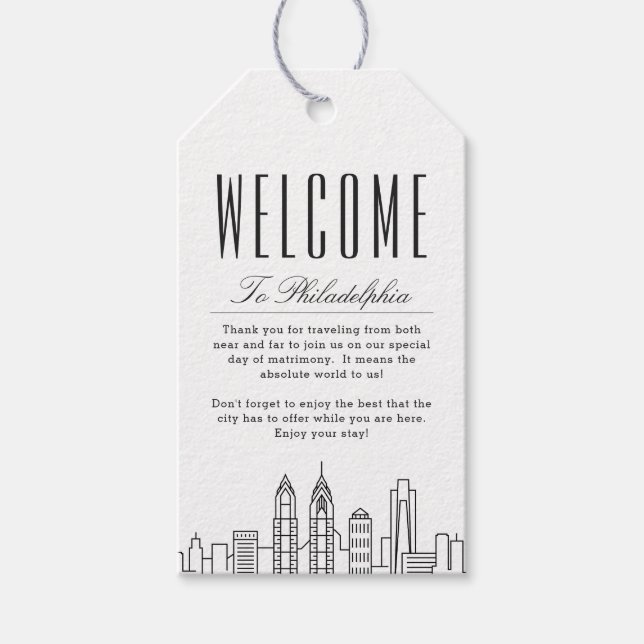 Étiquettes-cadeau Mariage Philadelphie | Mots clés cadeaux de bienve (Devant)