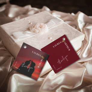 Étiquettes Cadeau Mariage photo minimal moderne et Reddish Ultra Chi