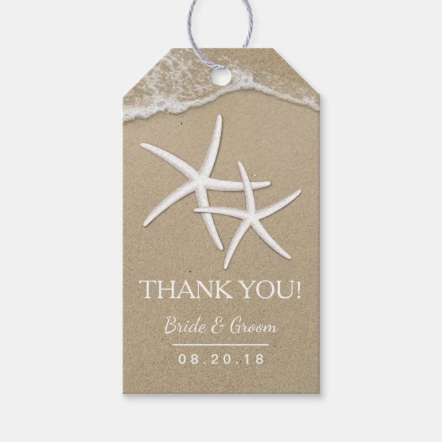 Étiquettes-cadeau Mariage plage Favoriser Starfish Merci (Devant)