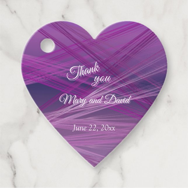 Étiquettes Cadeau Mariage Purple Streaks (Devant)