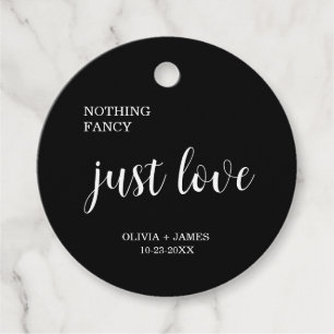 Étiquettes Cadeau Mariage Rien de Fantaisiste Juste Amour Noir