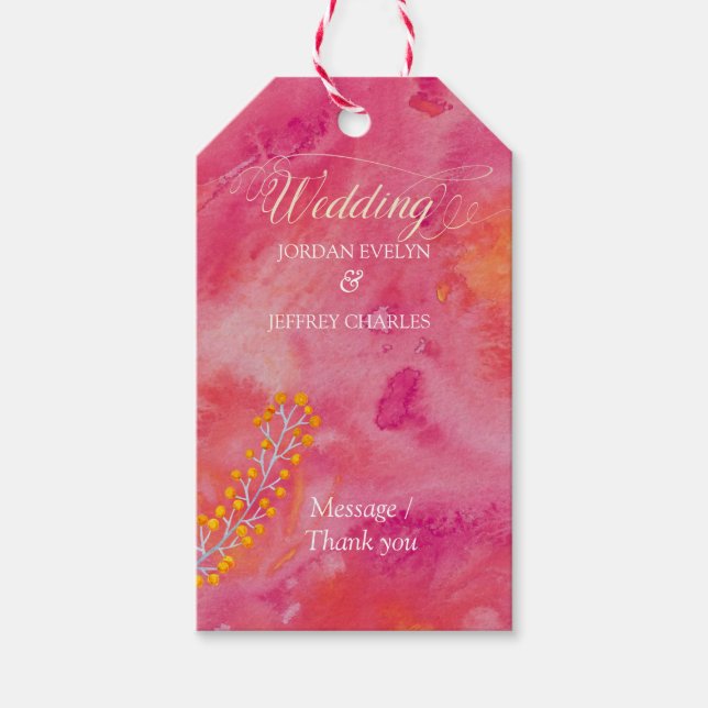 Étiquettes-cadeau Mariage romantique couleur chaude (Devant)