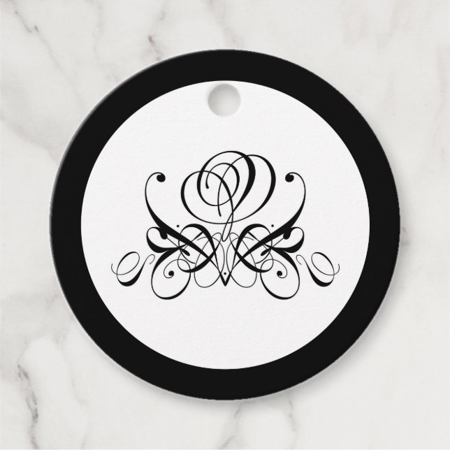 Étiquettes Cadeau Mariage Rose noir Calligraphie (Devant)