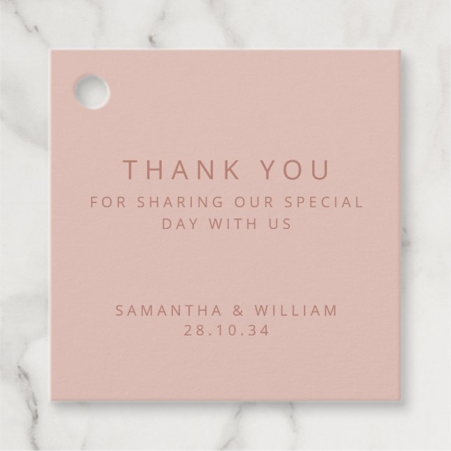 Étiquettes Cadeau Mariage rose simple minimal (Devant)