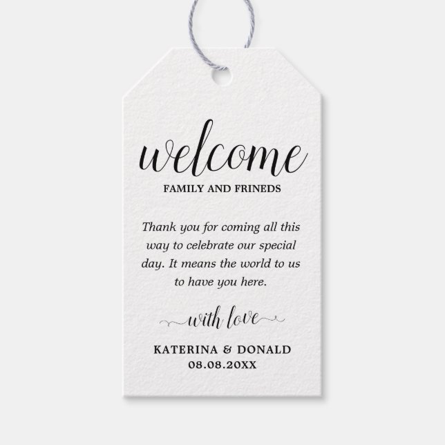 Étiquettes-cadeau Mariage rustique Bienvenue Favoriser les Sacs cade (Devant)