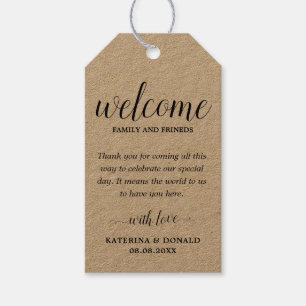 Étiquettes-cadeau Mariage rustique Bienvenue Favoriser les Sacs cade