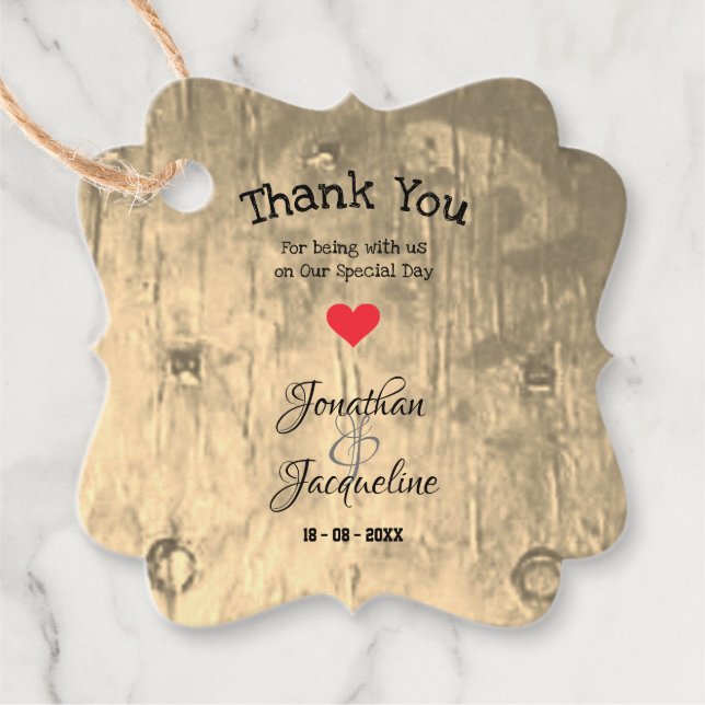Étiquettes Cadeau Mariage Rustique Chic Élégant Classique Merci Invi (Devant)