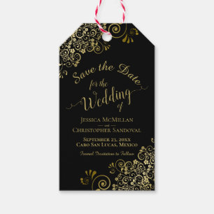 Étiquettes-cadeau Mariage Sauvegarder la date Pensez-nous en or sur