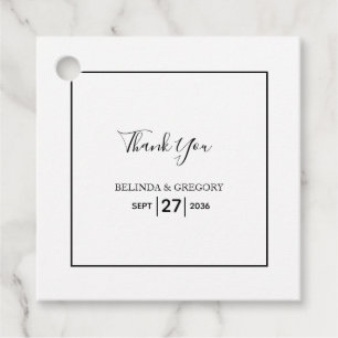 Étiquettes Cadeau Mariage simple minimaliste noir et blanc