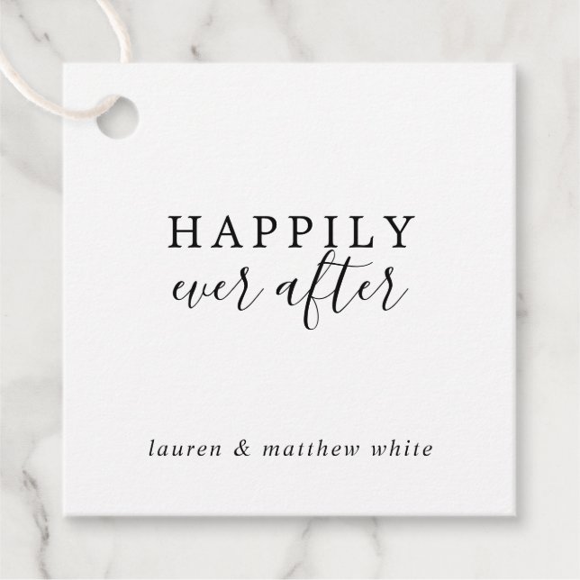 Étiquettes Cadeau Mariage simple noir et blanc élégant (Devant)