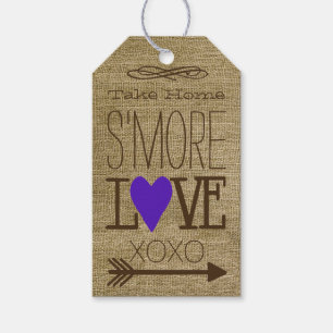 Étiquettes-cadeau Mariage S'More Invité Favoriser le coeur pourpre
