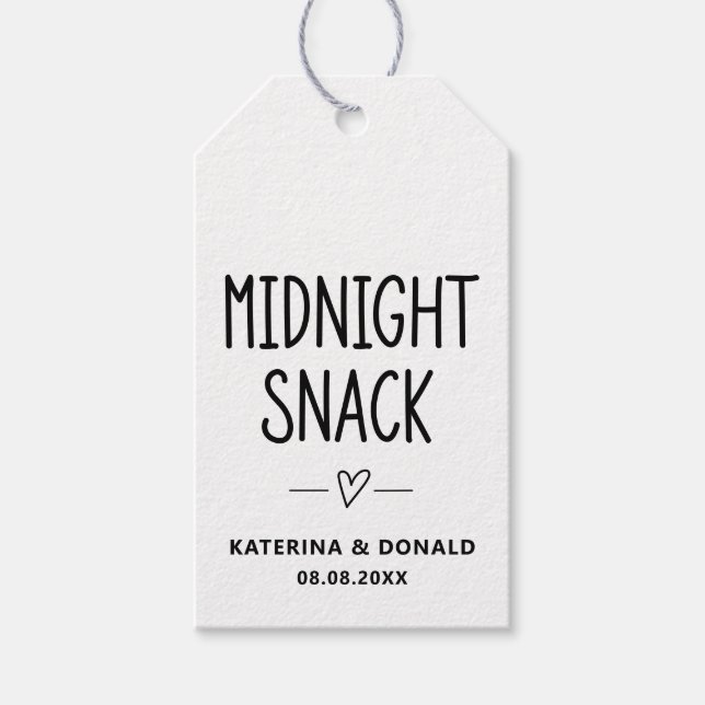 Étiquettes-cadeau Mariage Snack de minuit (Devant)