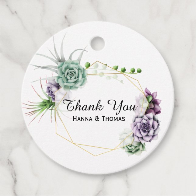 Étiquettes Cadeau Mariage Succulent du désert (Devant)