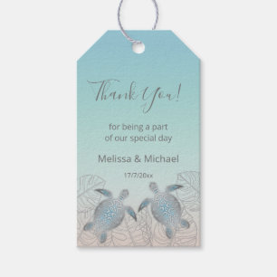 Étiquettes-cadeau Mariage sur la plage des tortues d'argent