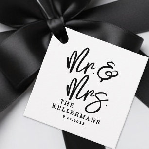 Étiquettes Cadeau Mariage sur mesure écriture noir et blanc