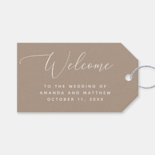 Étiquettes-cadeau Mariage Taupe Poussiéreux Neutre. Accueil Rustique