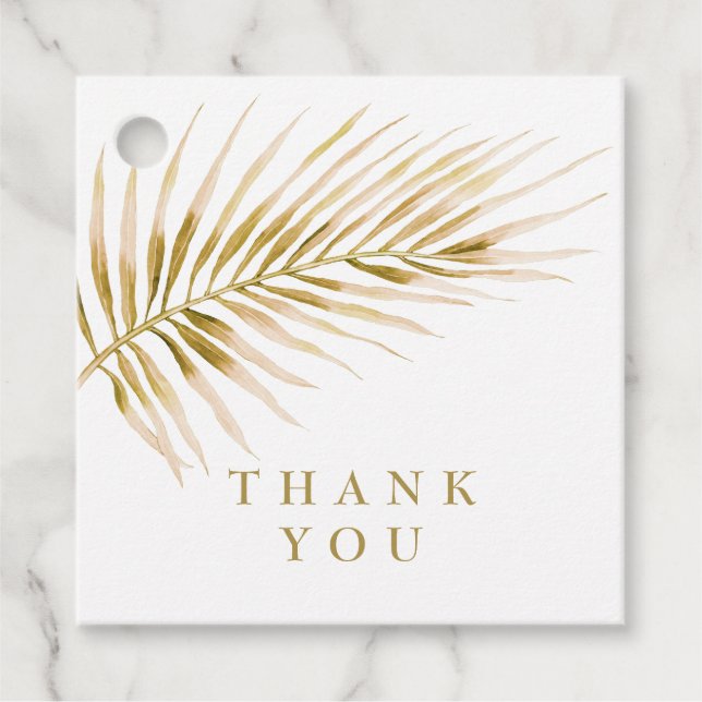 Étiquettes Cadeau Mariage Tropical Gold Palm (Devant)