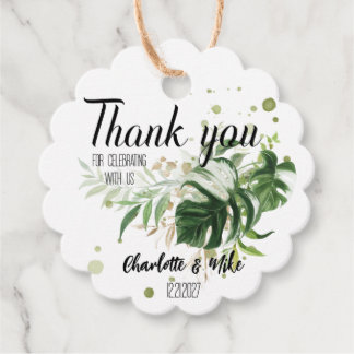 Étiquettes Cadeau Mariage tropical Merci de verdure personnalisé