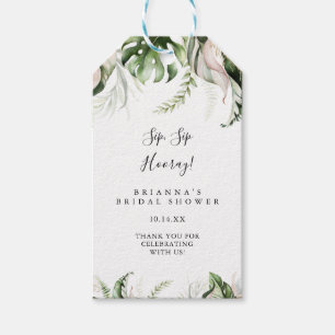 Étiquettes-cadeau Mariage Tropical Vert Or Sip Sip Hourra