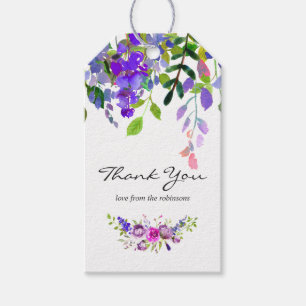 Étiquettes-cadeau Mariage Ultra Violet Aquarelle Floral Merci G