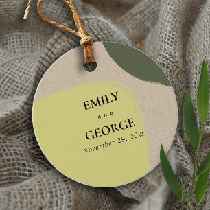 ÉTIQUETTES CADEAU MARIAGE VERT ABSTRAIT MODERNE DE KRAFT RUSTIQUE