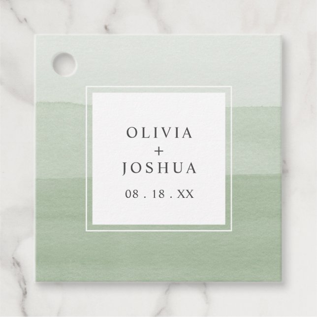 Étiquettes Cadeau Mariage vert moderne (Devant)