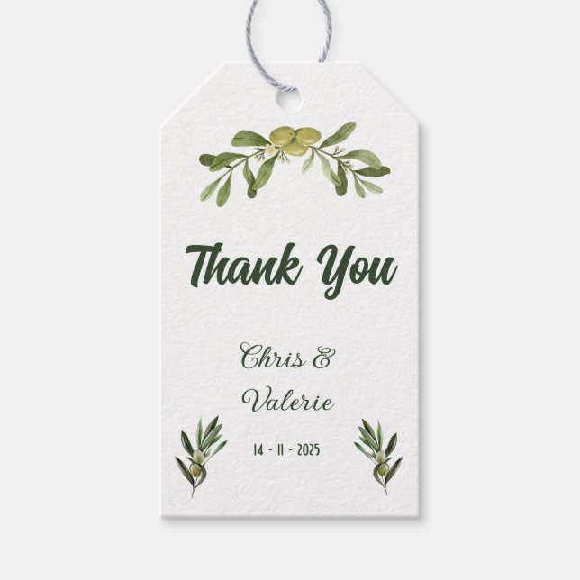 Étiquettes-cadeau Mariage vert olive (Devant)