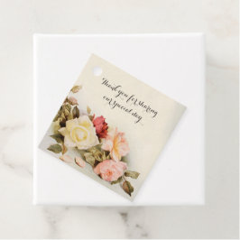 Étiquettes Cadeau Mariage vintage Jardin antique Fleurs Roses