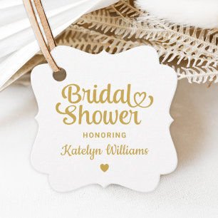 Étiquettes Cadeau Mariage Whimsical Script Cœur Doré