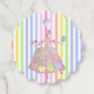 Étiquettes Cadeau Marie Antoinette bonbons rayures pastels français