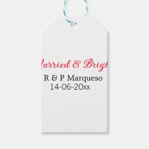 Étiquettes-cadeau Marié & lumineux ajouter nom de couple mariage ajo