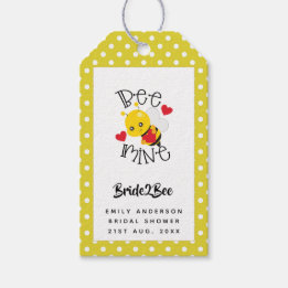 Étiquettes-cadeau Mariée 2 Abeille Mienne Jaune Points Polka Shower 