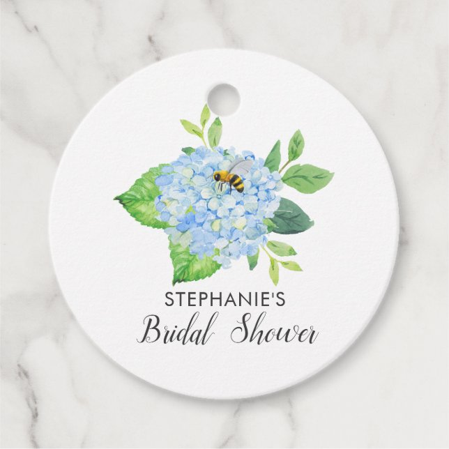 Étiquettes Cadeau Mariée à devenir Hydrangea Bleu Baby Shower  (Devant)