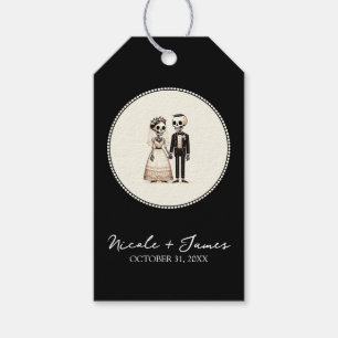 Étiquettes-cadeau Mariée squelette de dessin animé + Marié Mariage f