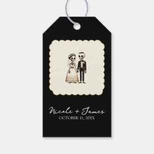 Étiquettes-cadeau Mariée squelette de dessin animé + Marié Mariage f