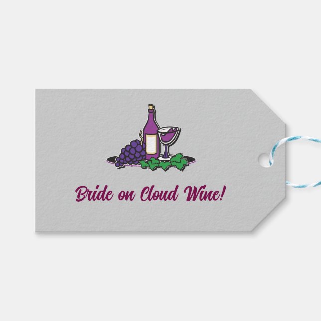 Étiquettes-cadeau Mariée sur le vin de nuage ! (Devant (Horizontal))