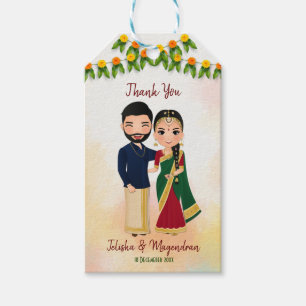 Étiquettes-cadeau Marigold guirlande avec couple hindou mariage tamo