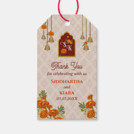 Étiquettes-cadeau Marigolds bells mariage indien merci tag cadeau