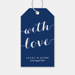 Étiquettes-cadeau Marine Bleu Avec Amour Cute Moderne Calligraphie