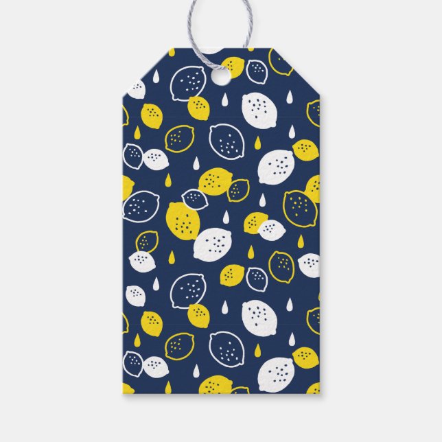 Étiquettes-cadeau Marine Blue Lemon Art - Refresh Citrus Design (Devant)